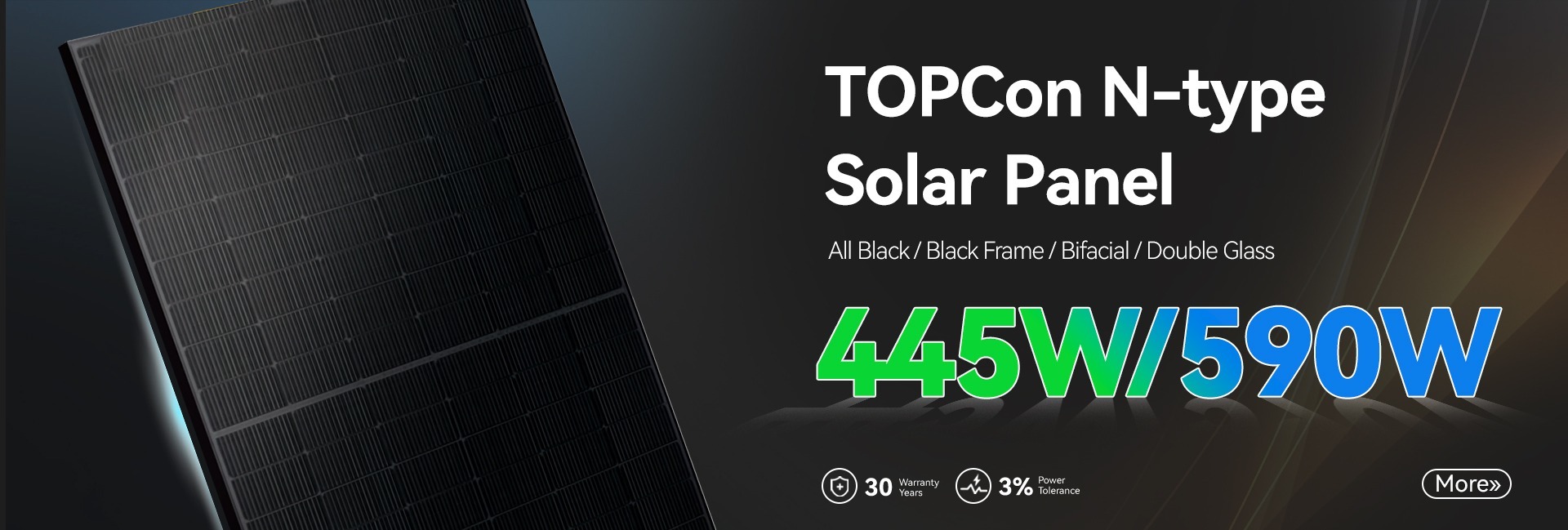 580W to 590W high efficiency monocrystalline solar panel